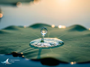Selbstreinigung Bionik: Ein Tropfen perlt von der Oberfläche eines Blattes ab