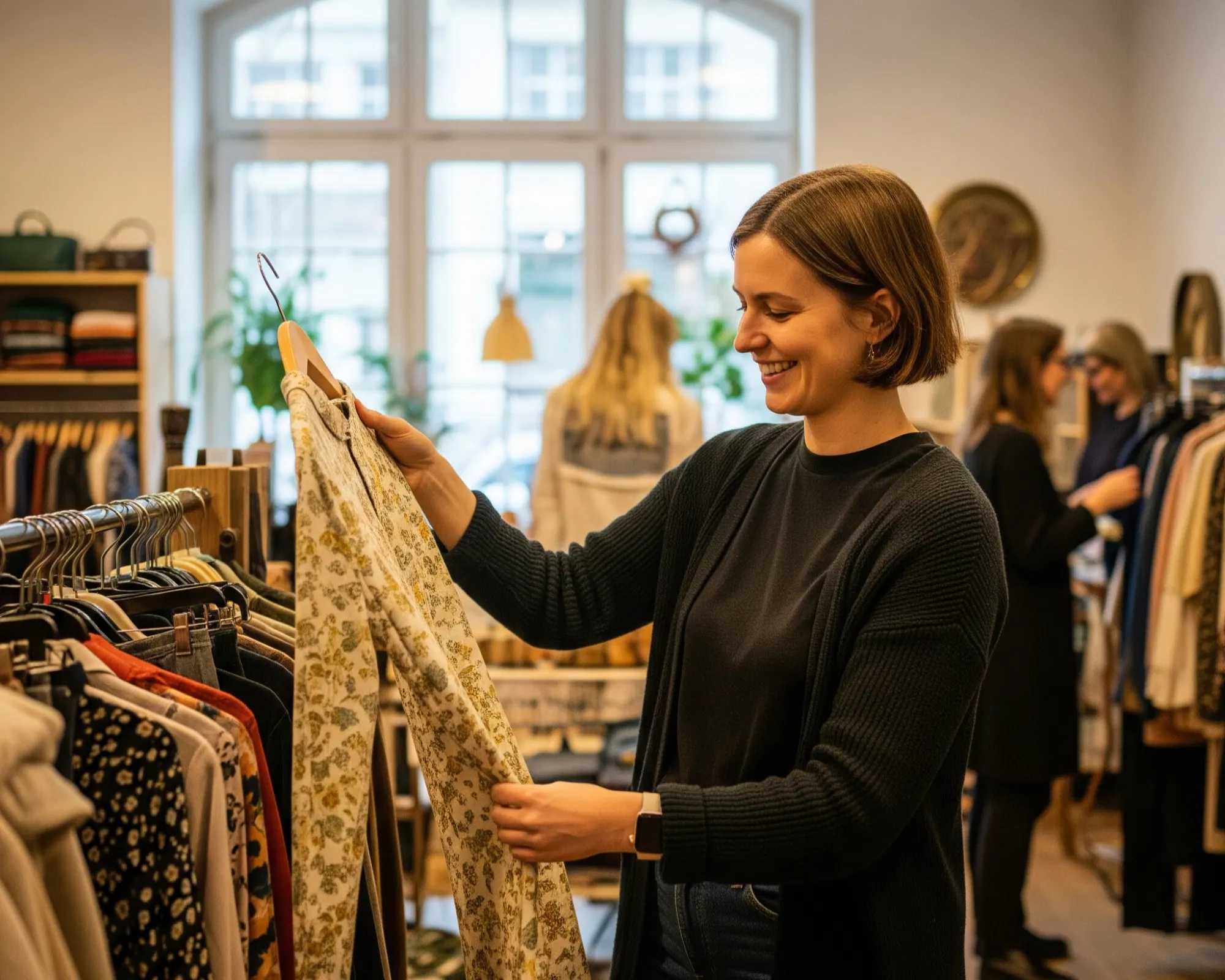 Mikro-Beitrag grünerer Alltag: Bewusster Konsum beim Einkaufen von Kleidung.